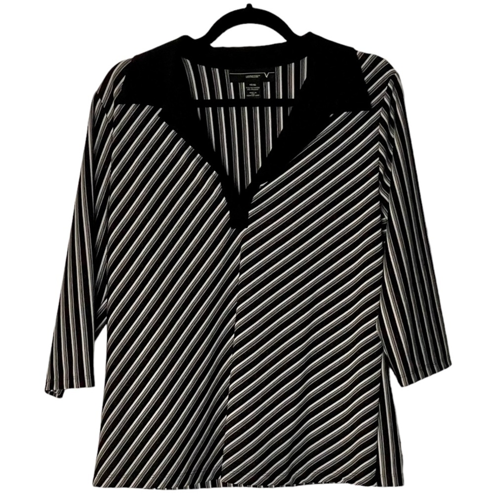 Ladies 14/16 striped black & white blouse